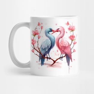 Valentine Kissing Heron Bird Couple Mug